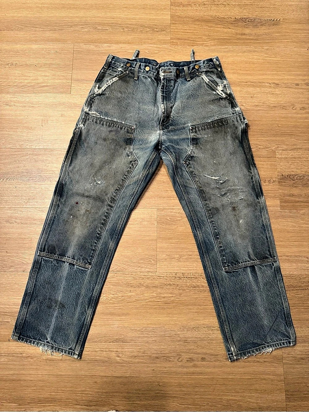 Carhartt B07 DNM Double-Front Logger Dungaree Jeans, Blue